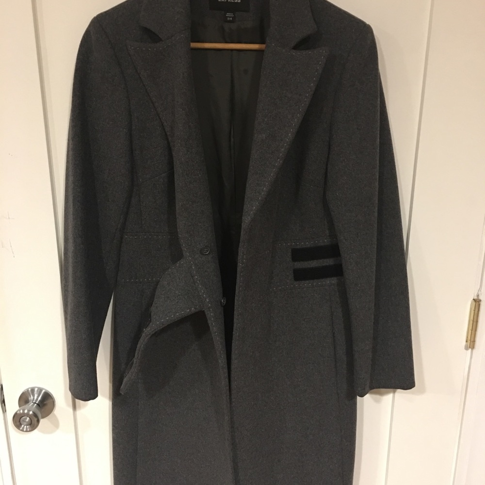 EXPRESS-Vintage Velcro Waisted Belt Coat - Picture 3 of 4